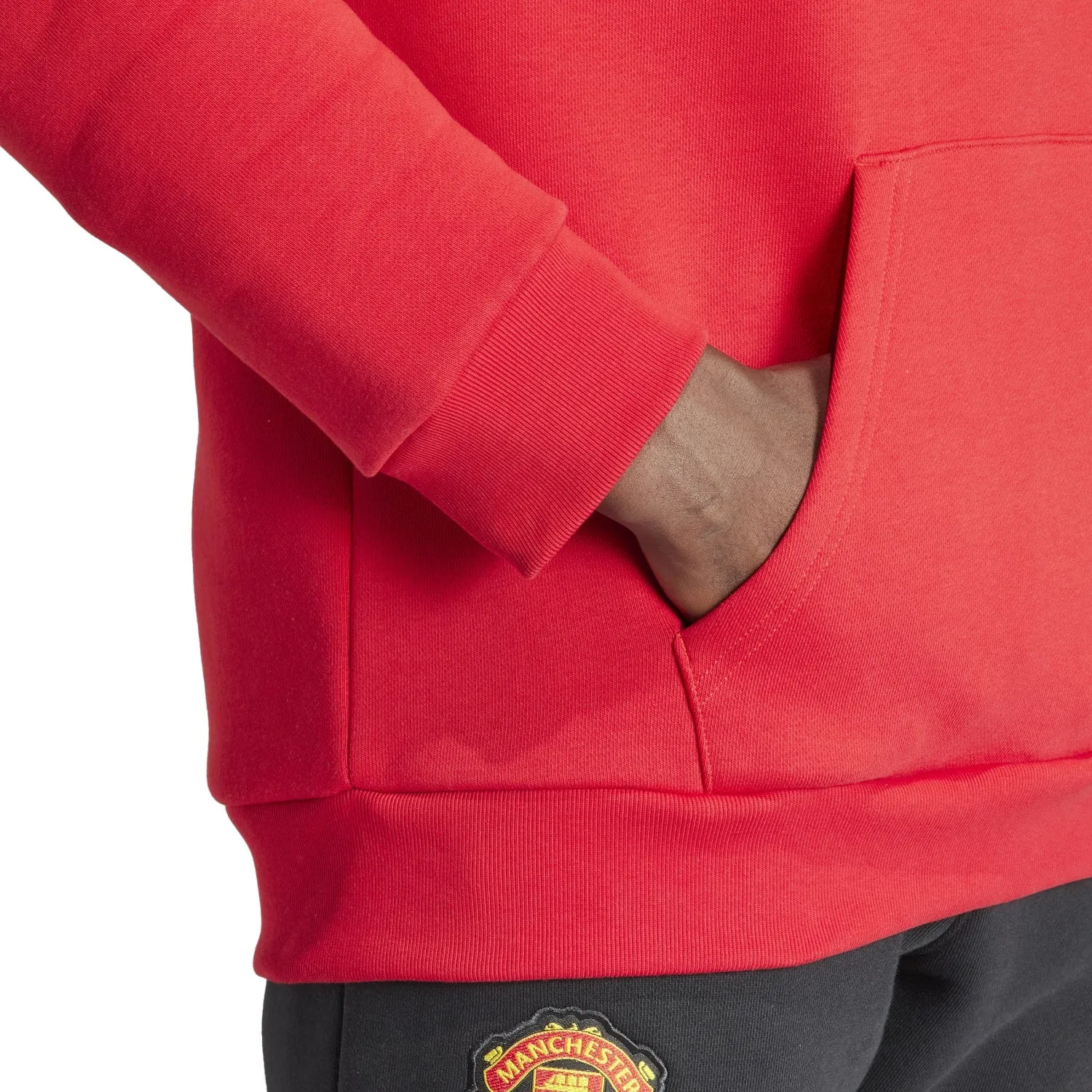Adidas Men Manchester United Essentials Trefoil Hoodie Red IK8706