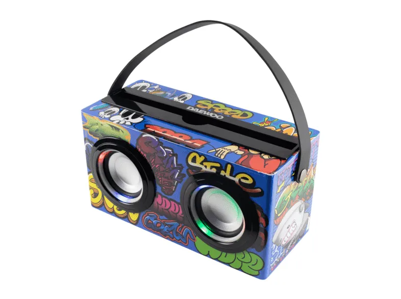 Altavoz inalámbrico - Daewoo DSK-444, 12 W RMS, Karaoke, Micrófono incluido, Bluetooth, USB, Autonomía 5h