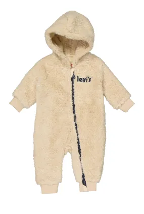 Baby Boys 0-9M Levis Embroidered Zip Front Sherpa Hooded Jumpsuit