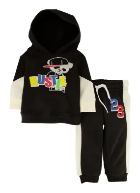 Baby Boys 12-24M Hustle Bear Graphic Hoodie and Joggers
