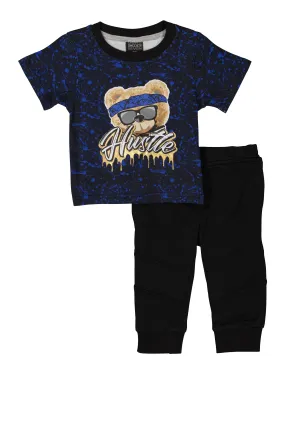 Baby Boys 12-24M Hustle Bear Graphic Tee and Moto Joggers