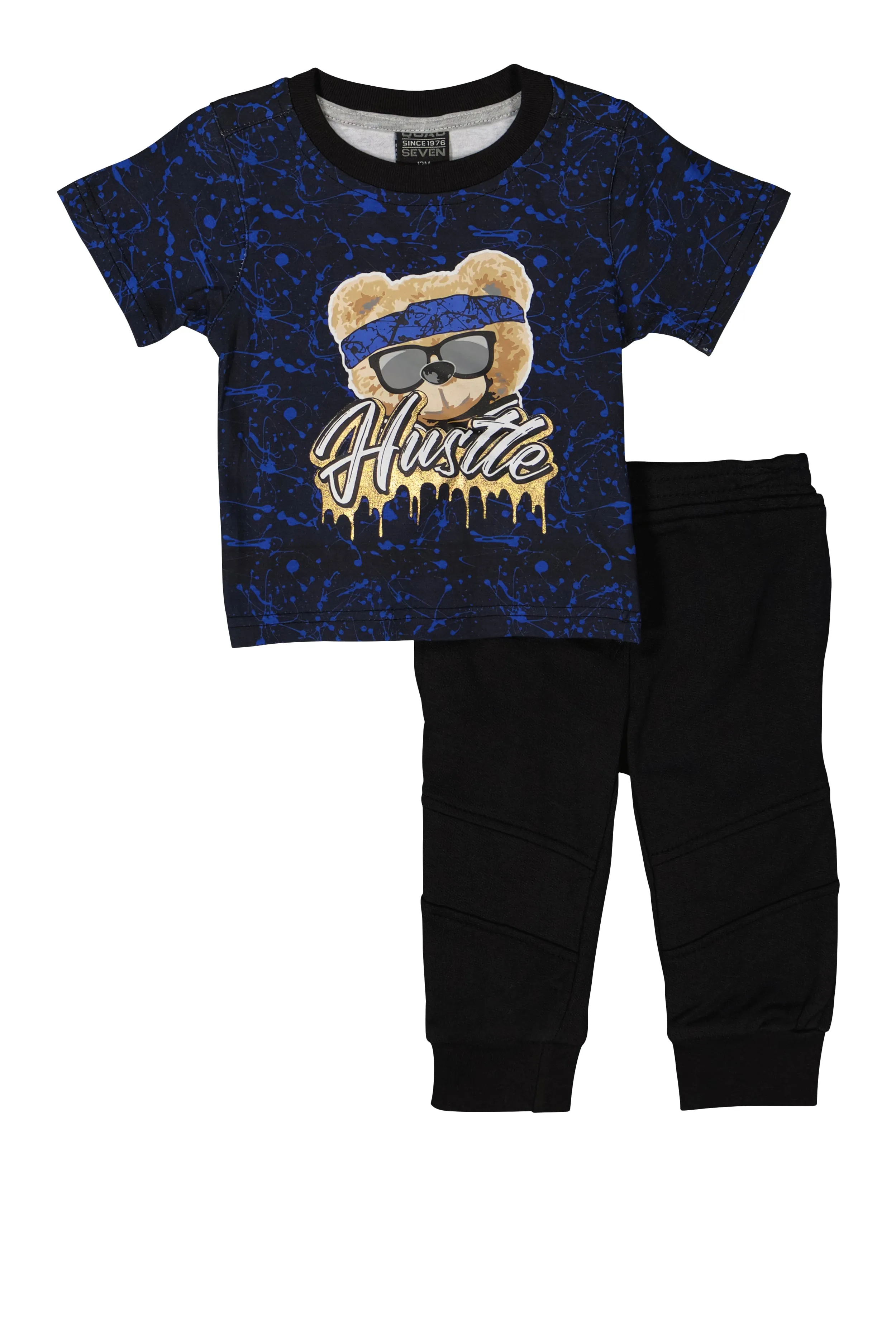Baby Boys 12-24M Hustle Bear Graphic Tee and Moto Joggers