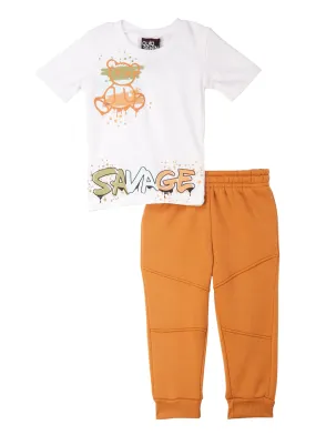 Baby Boys 12-24M Savage Bear Graphic Tee and Moto Joggers