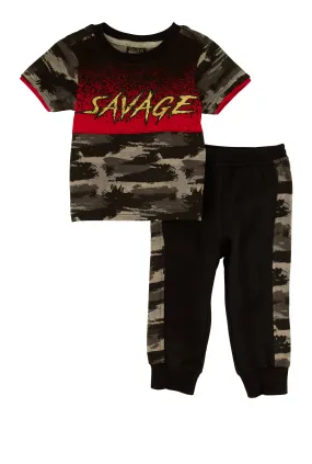 Baby Boys 12-24M Savage Graphic Tee and Joggers