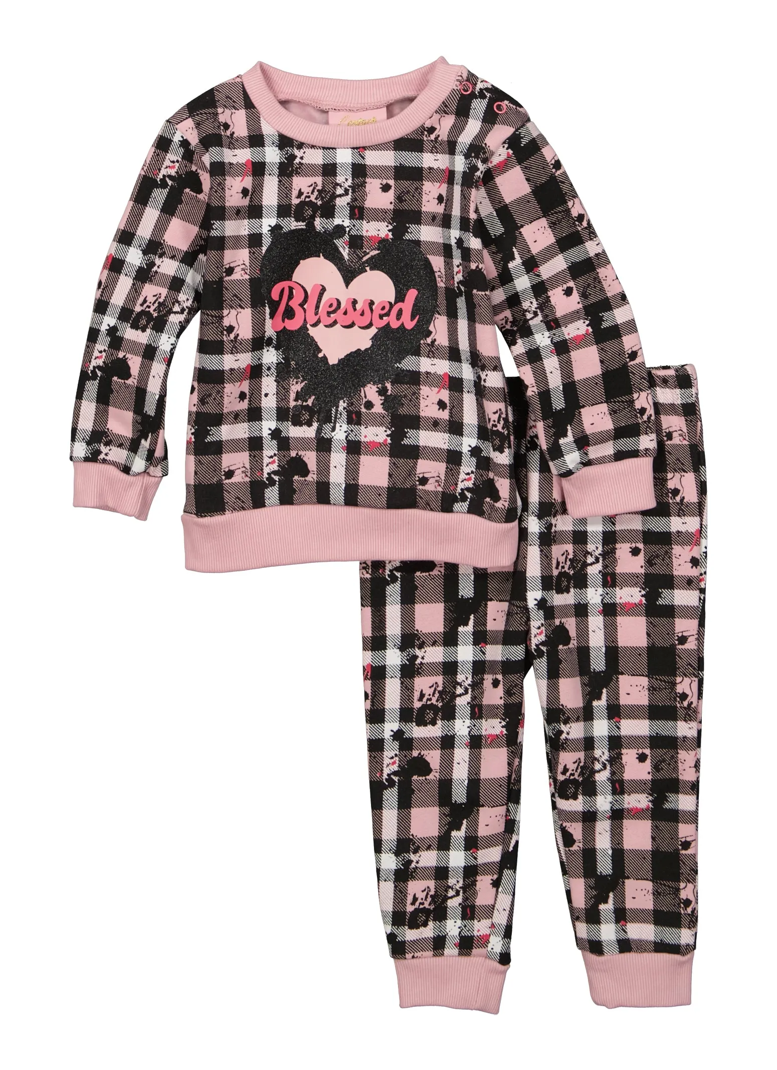 Baby Girls 12-24M Blessed Mixed Print Sweatshirt and Joggers