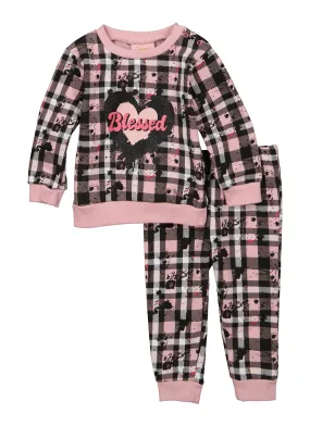 Baby Girls 12-24M Blessed Mixed Print Sweatshirt and Joggers