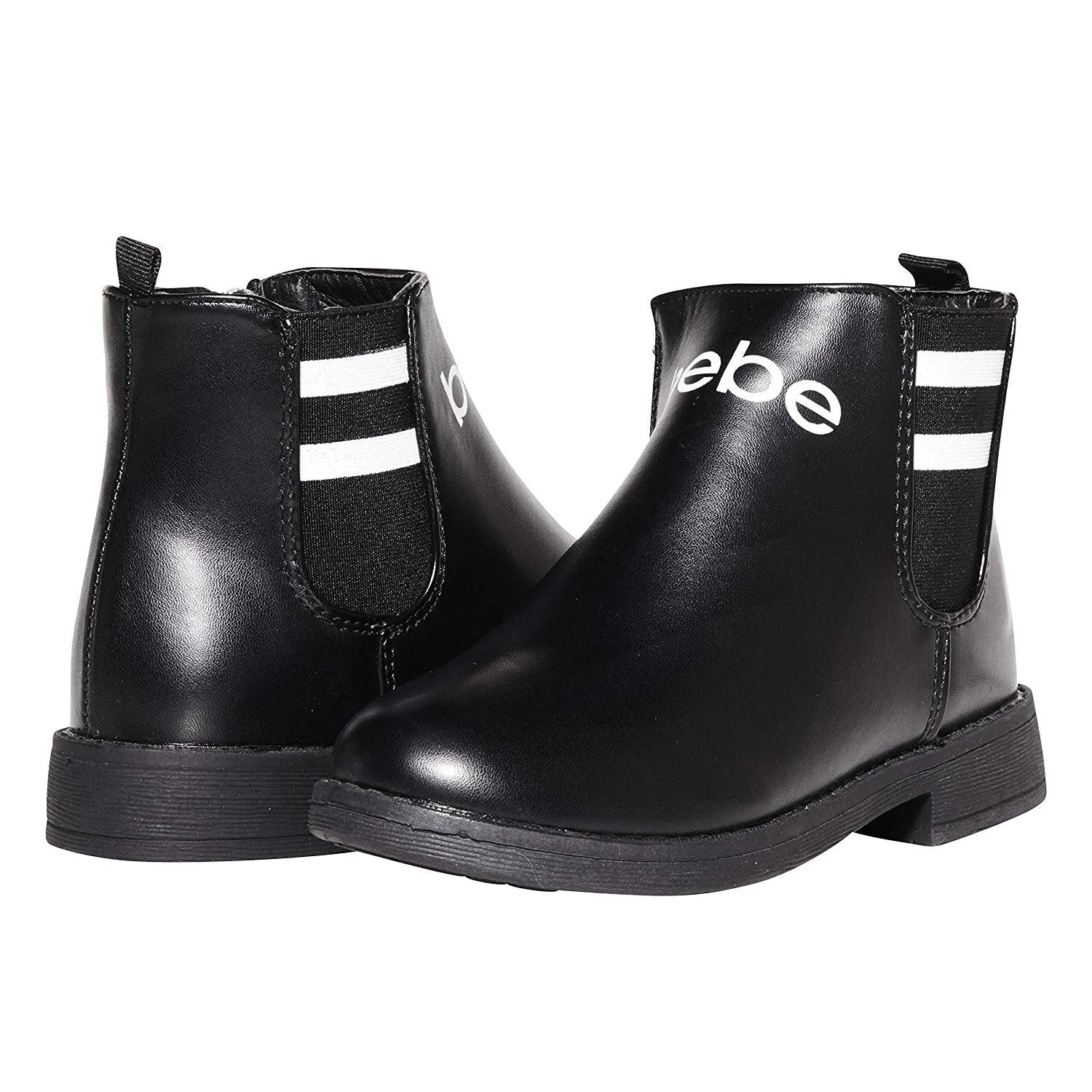 bebe Girls Big Kid Varsity Chelsea Boots Easy Slip-On Short Ankle Fashion PU Shoes