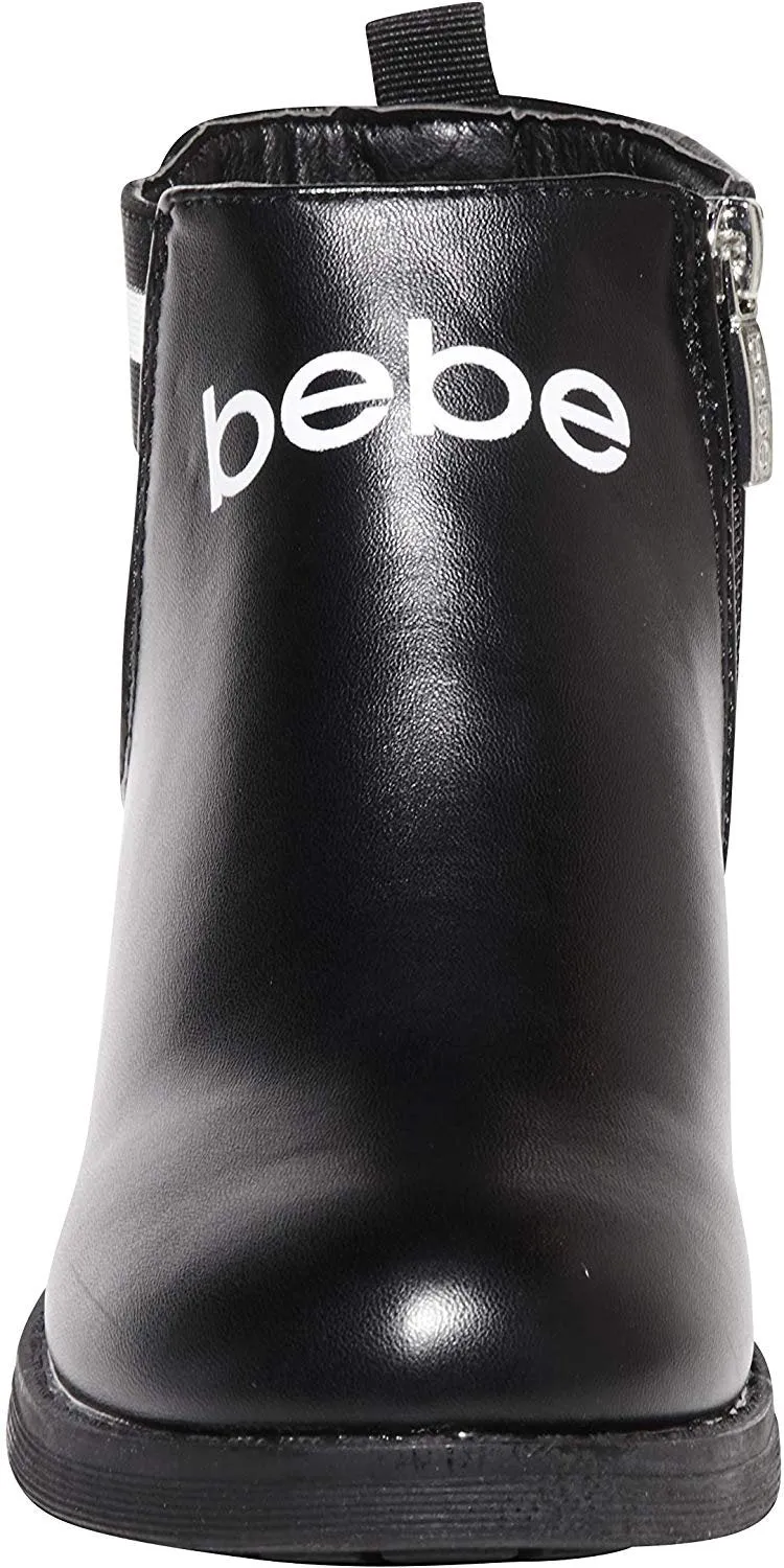 bebe Girls Big Kid Varsity Chelsea Boots Easy Slip-On Short Ankle Fashion PU Shoes