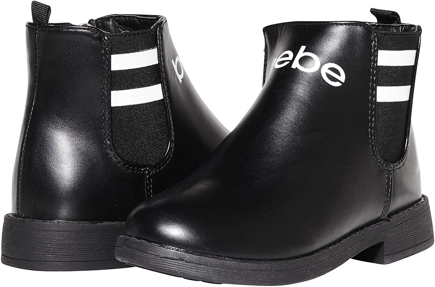 bebe Girls Big Kid Varsity Chelsea Boots Easy Slip-On Short Ankle Fashion PU Shoes