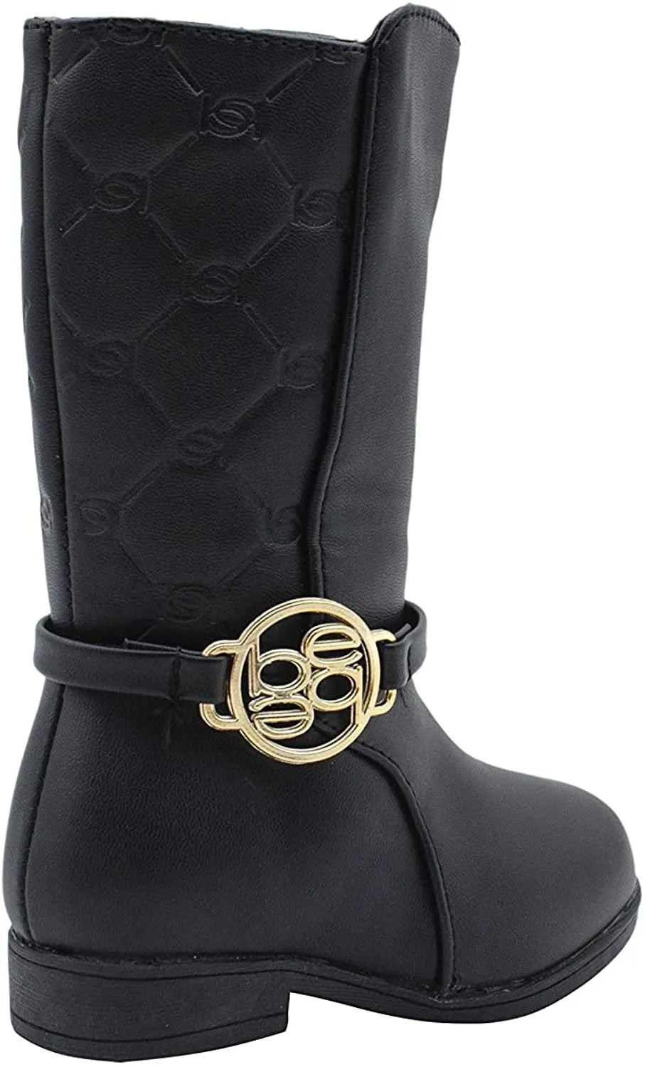 bebe Toddler Girls’ Little Kid Slip On Tall High Boots with Logo Medallion