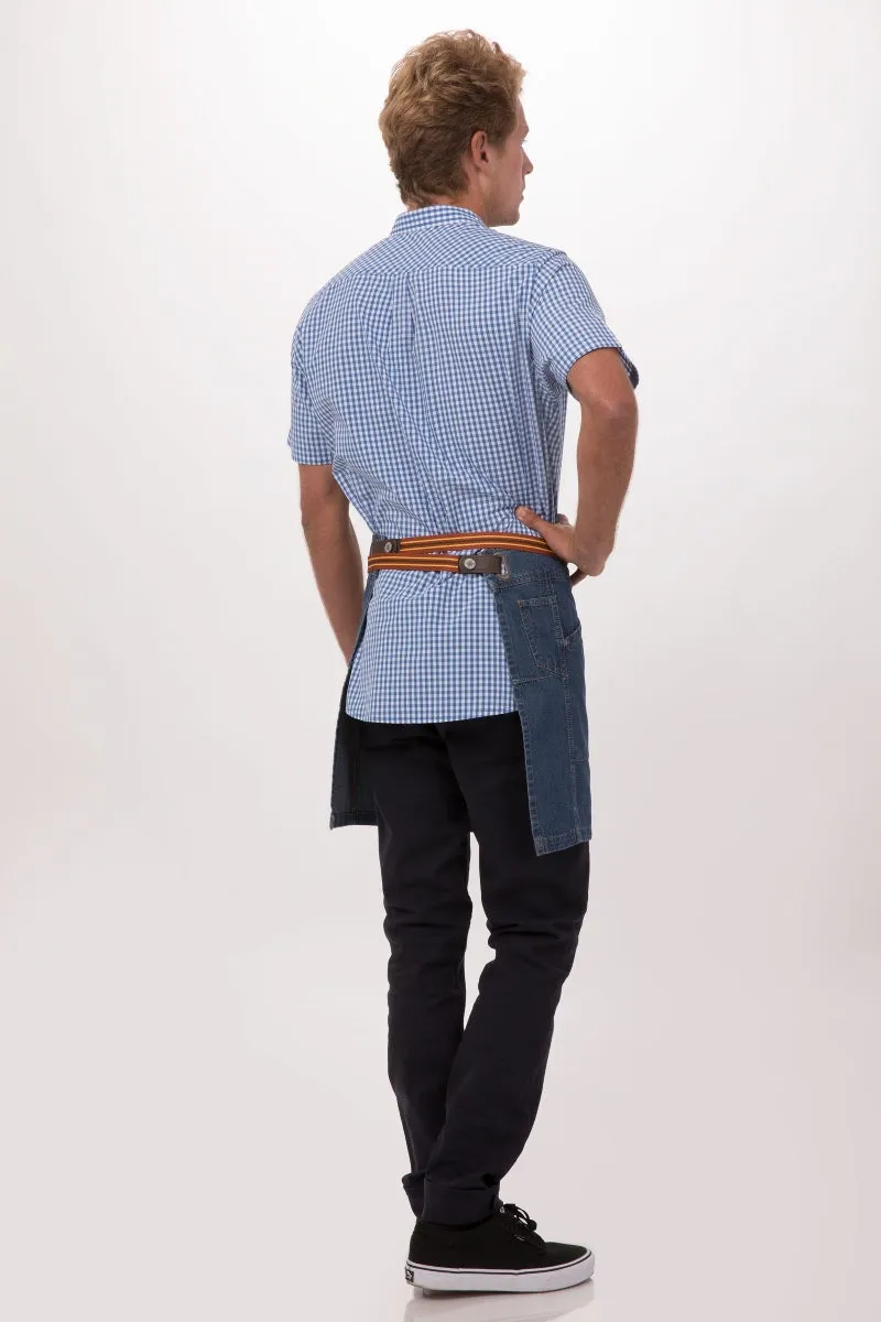 Berkeley Medium Blue Half Bistro Apron