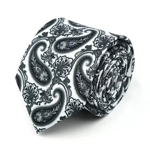 Black And White Paisley Necktie