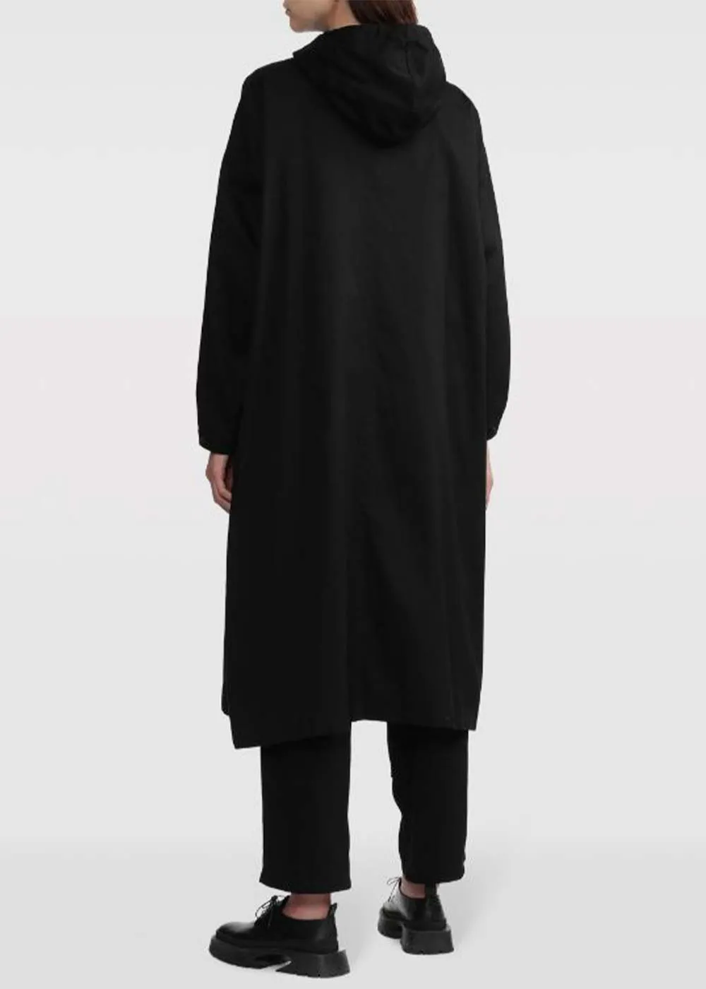 Black Coat Dress With Hoodie