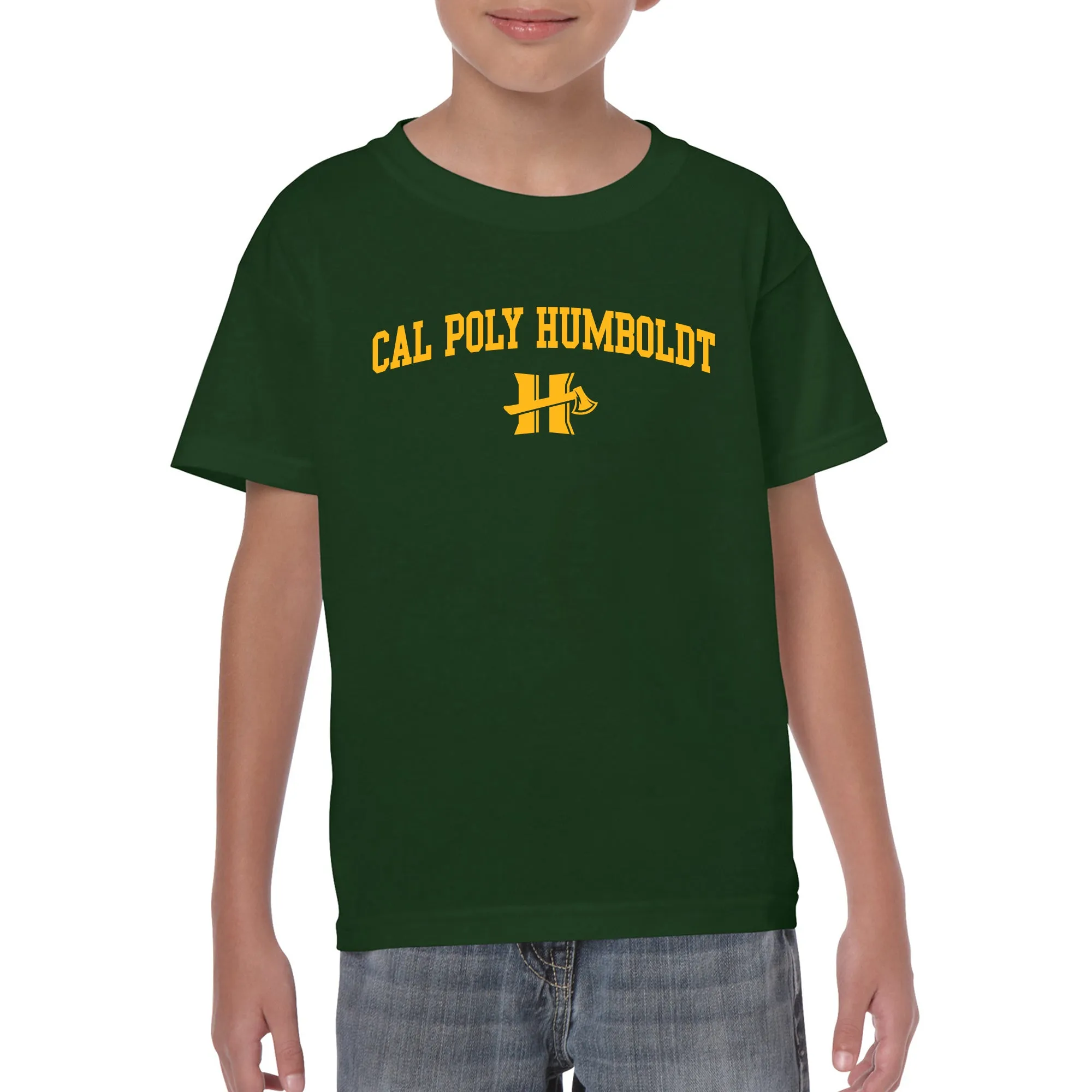 Cal Poly Humboldt Lumberjacks Arch Logo Youth T Shirt - Forest