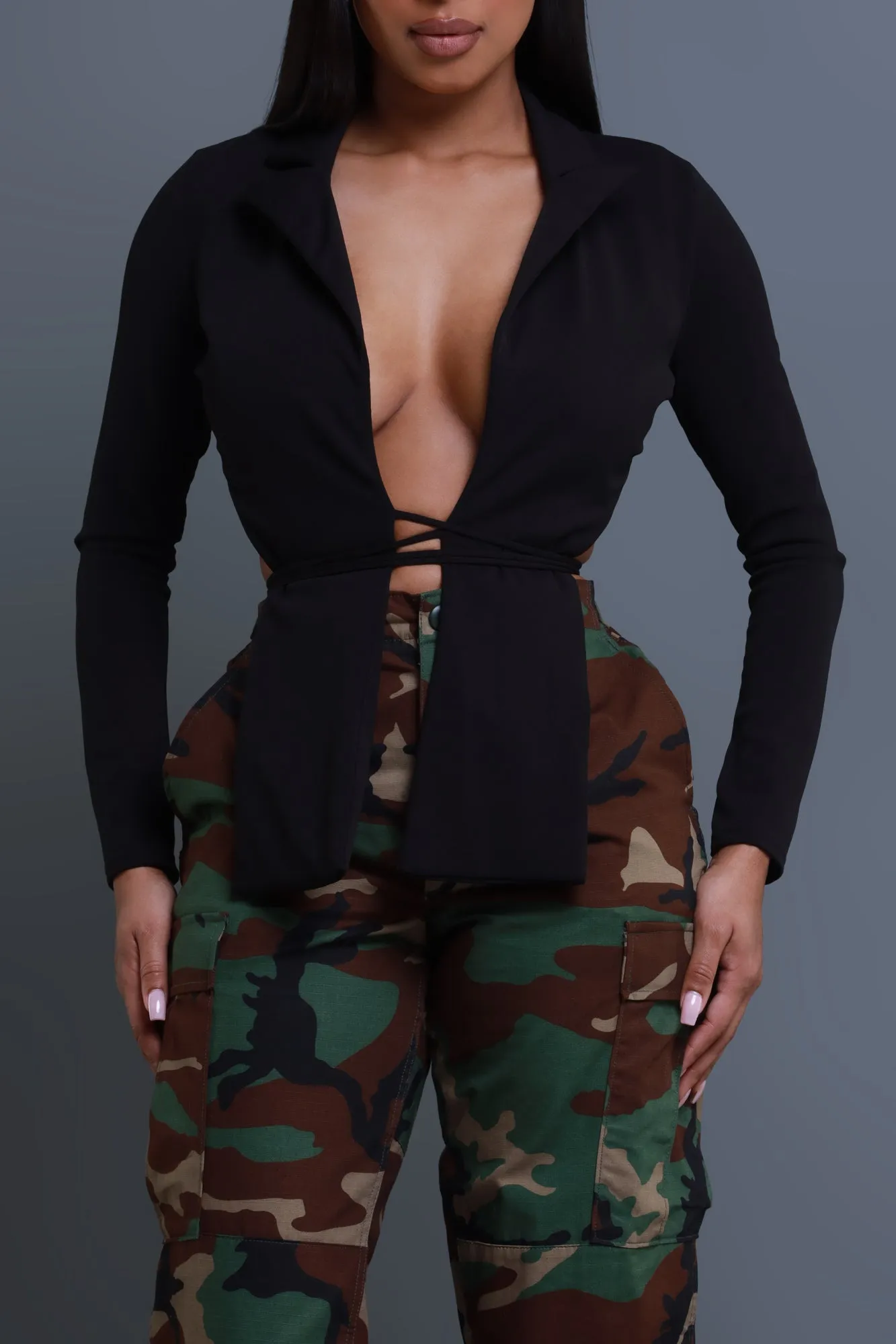 Call It Even Open Back Crop Top - Black