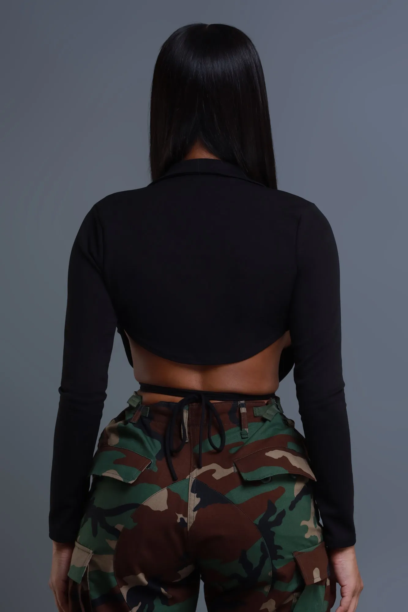 Call It Even Open Back Crop Top - Black