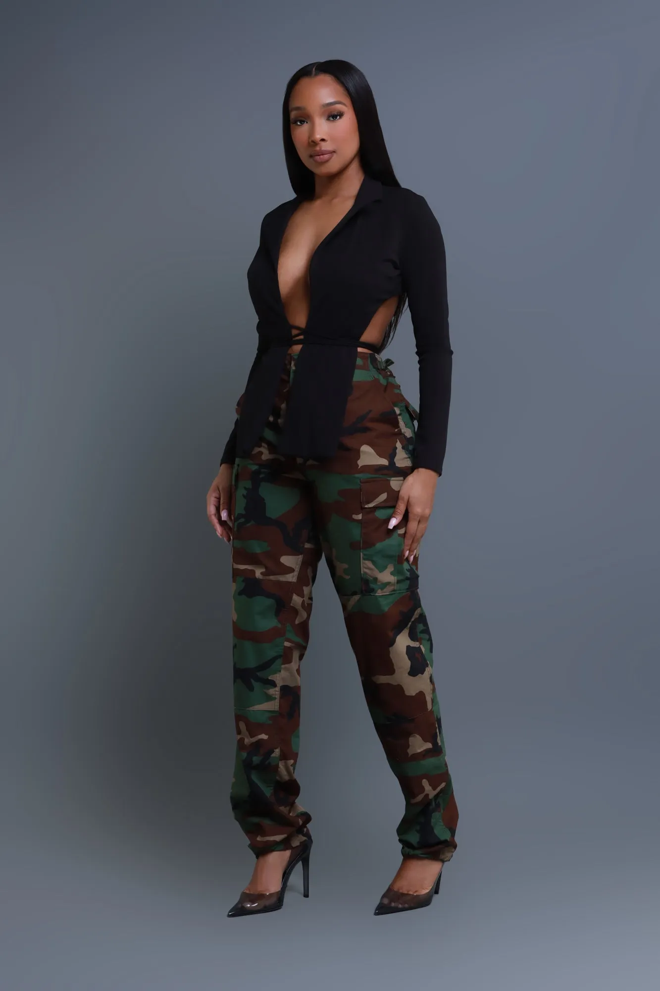 Call It Even Open Back Crop Top - Black