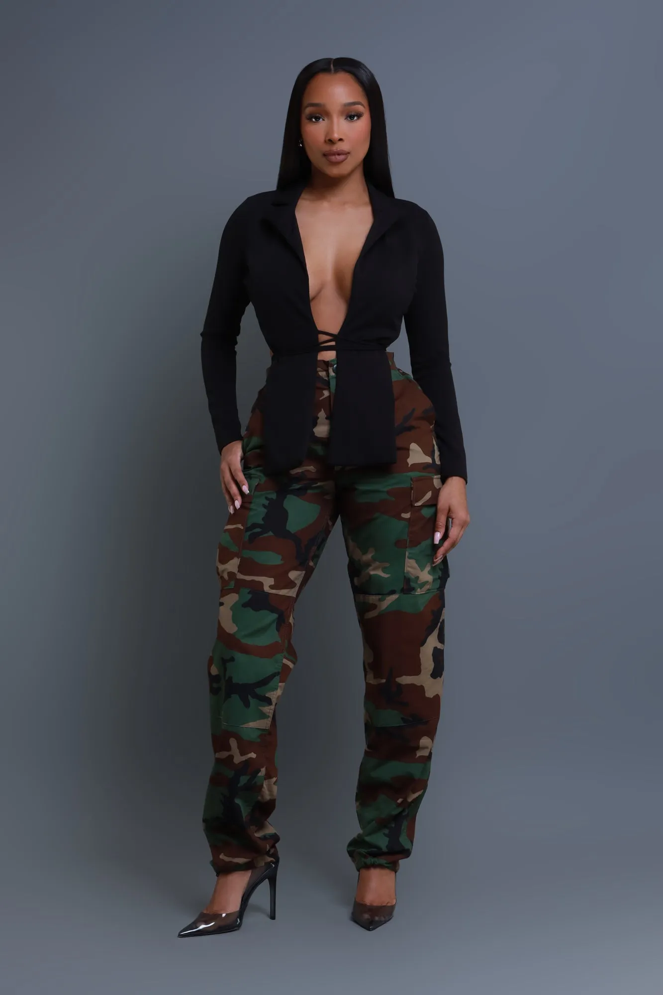 Call It Even Open Back Crop Top - Black