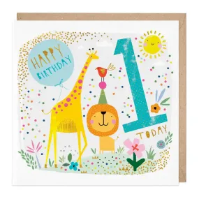 Children's First Birthday Animals Card