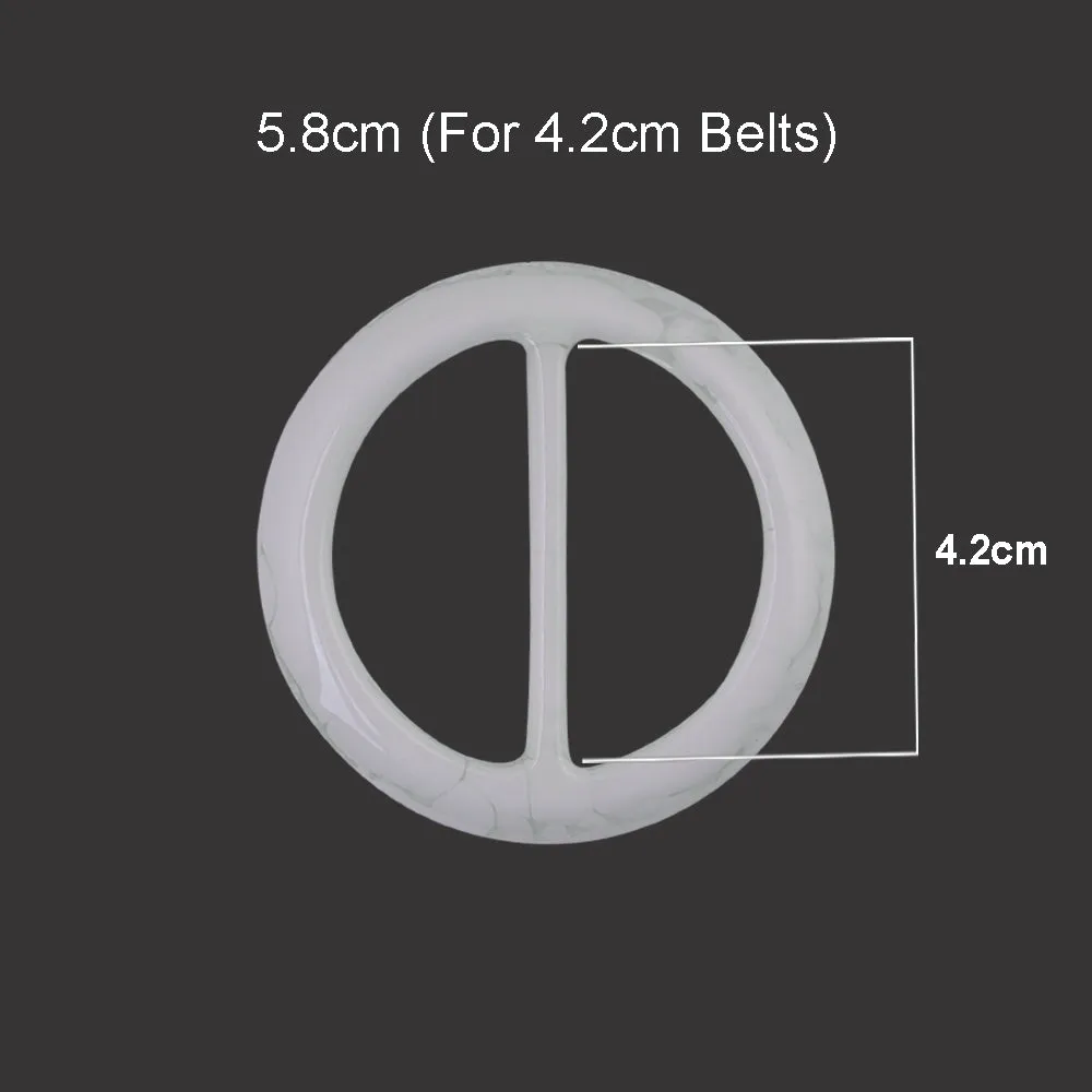 Circular White Marble Effect Sliding Belt Buckle