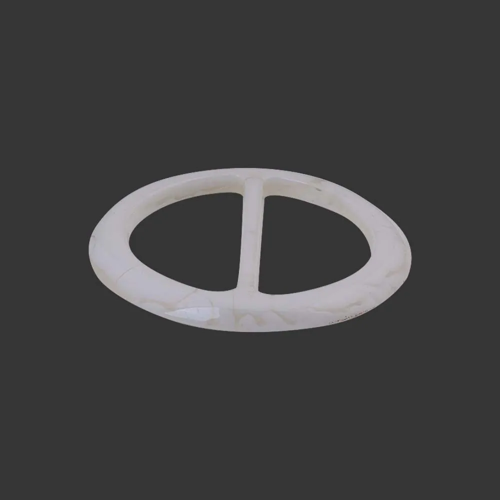 Circular White Marble Effect Sliding Belt Buckle