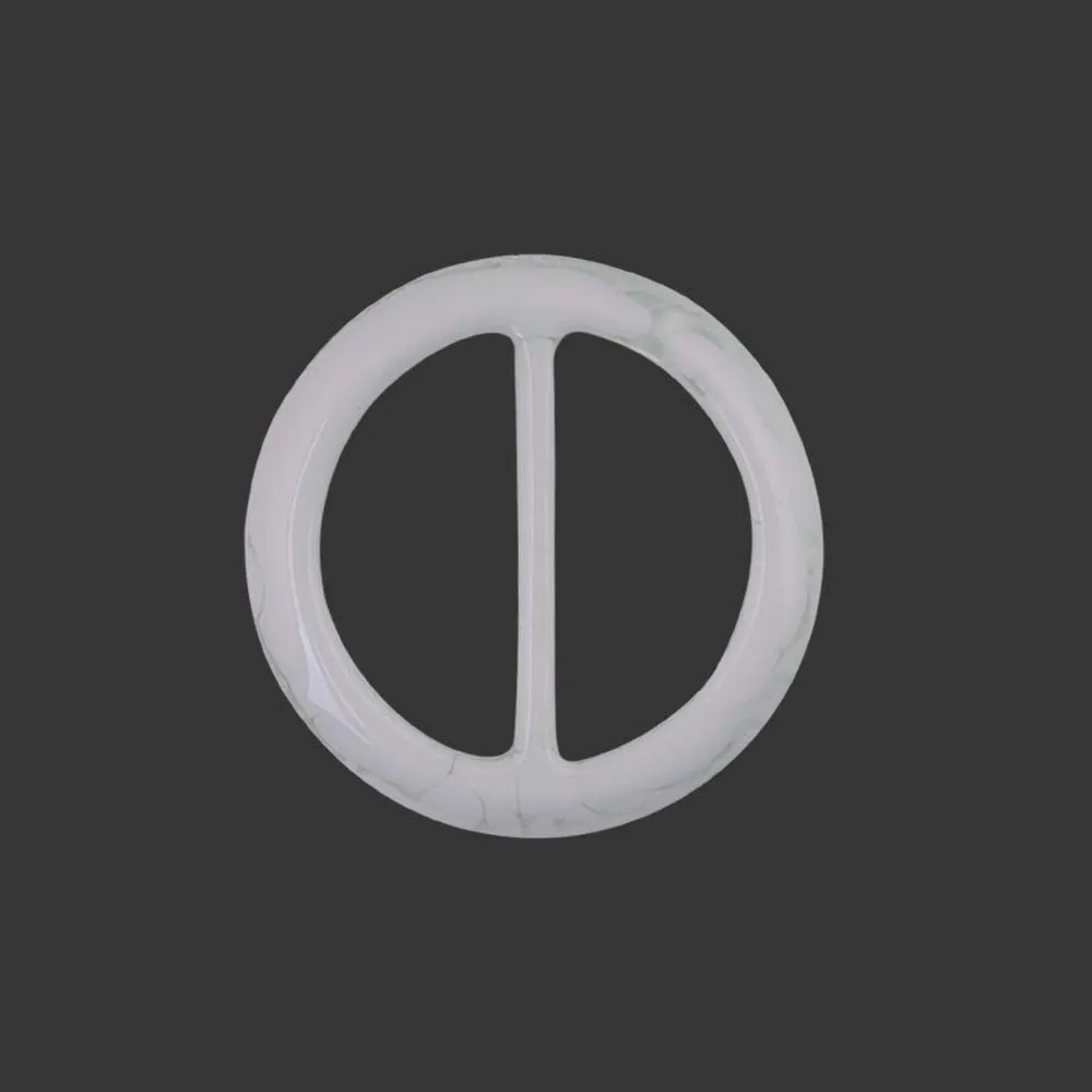 Circular White Marble Effect Sliding Belt Buckle