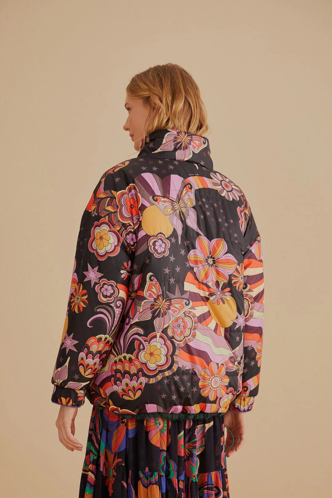 Colorful Stripes Knit Reversible Puffer Jacket