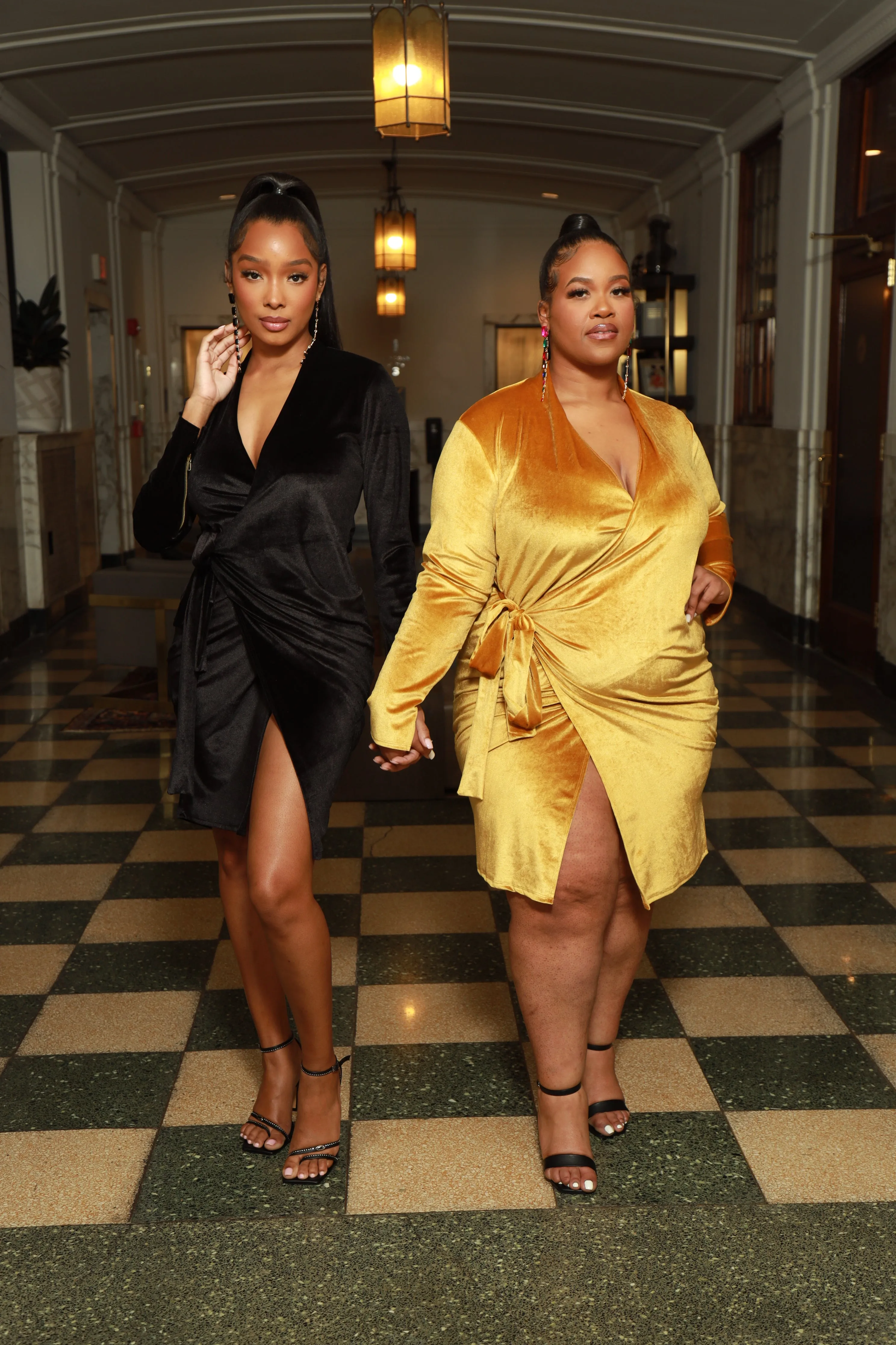 Coming Or Going Velvet Midi Wrap Dress - Mustard