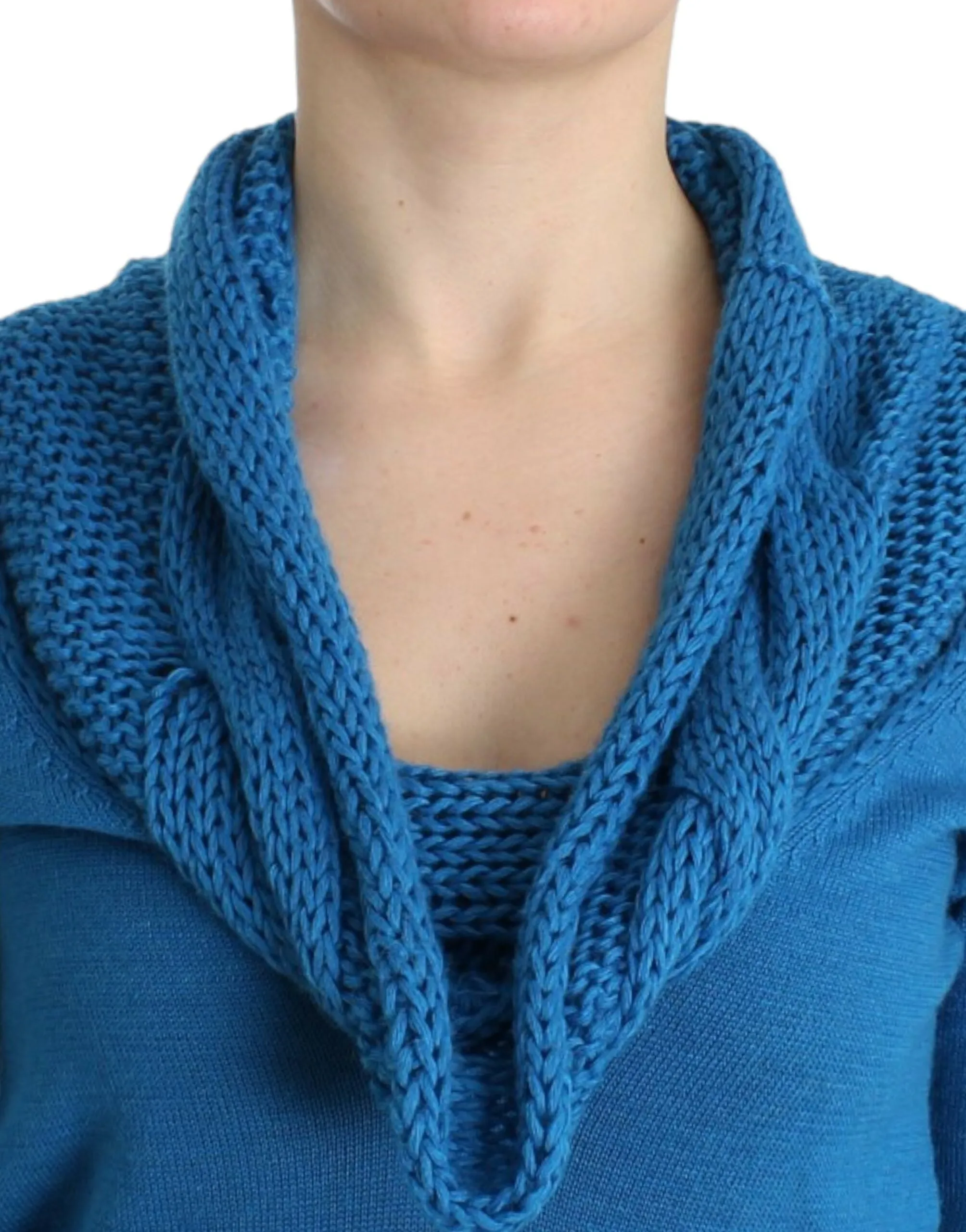 Costume National Chic Blue Scoop Neck Knit Women's Sweater