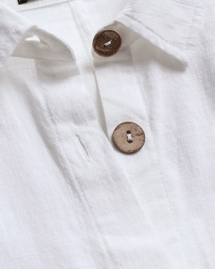 Cotton And Linen Irregular Printed Long-sleeved Lapel Shirt