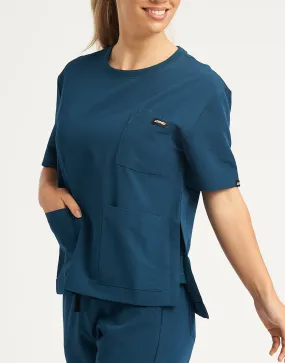 Essential Crewneck Scrub Top - Gibraltar Blue