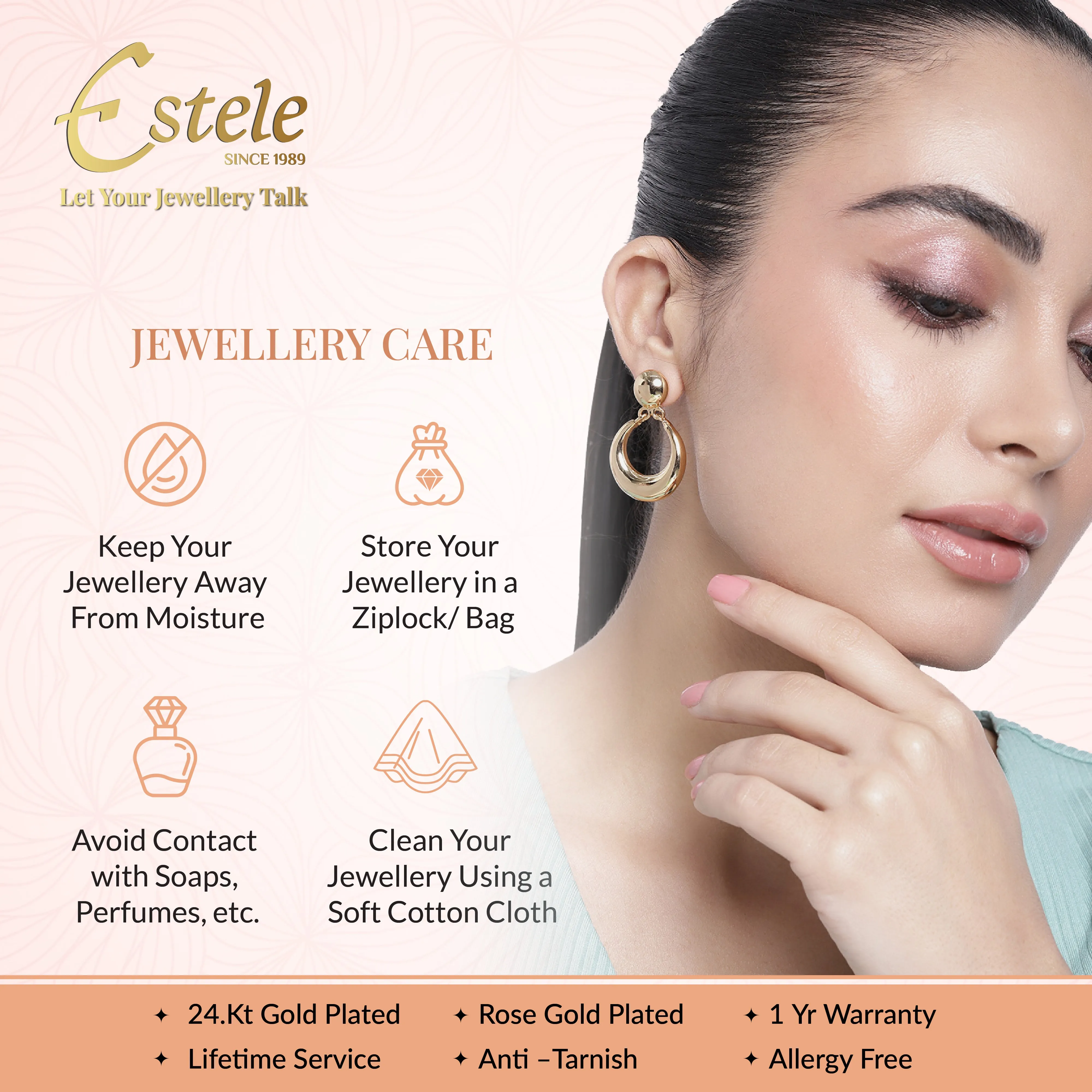 Estele Gold Plated Circular Shaped Earrings for Women