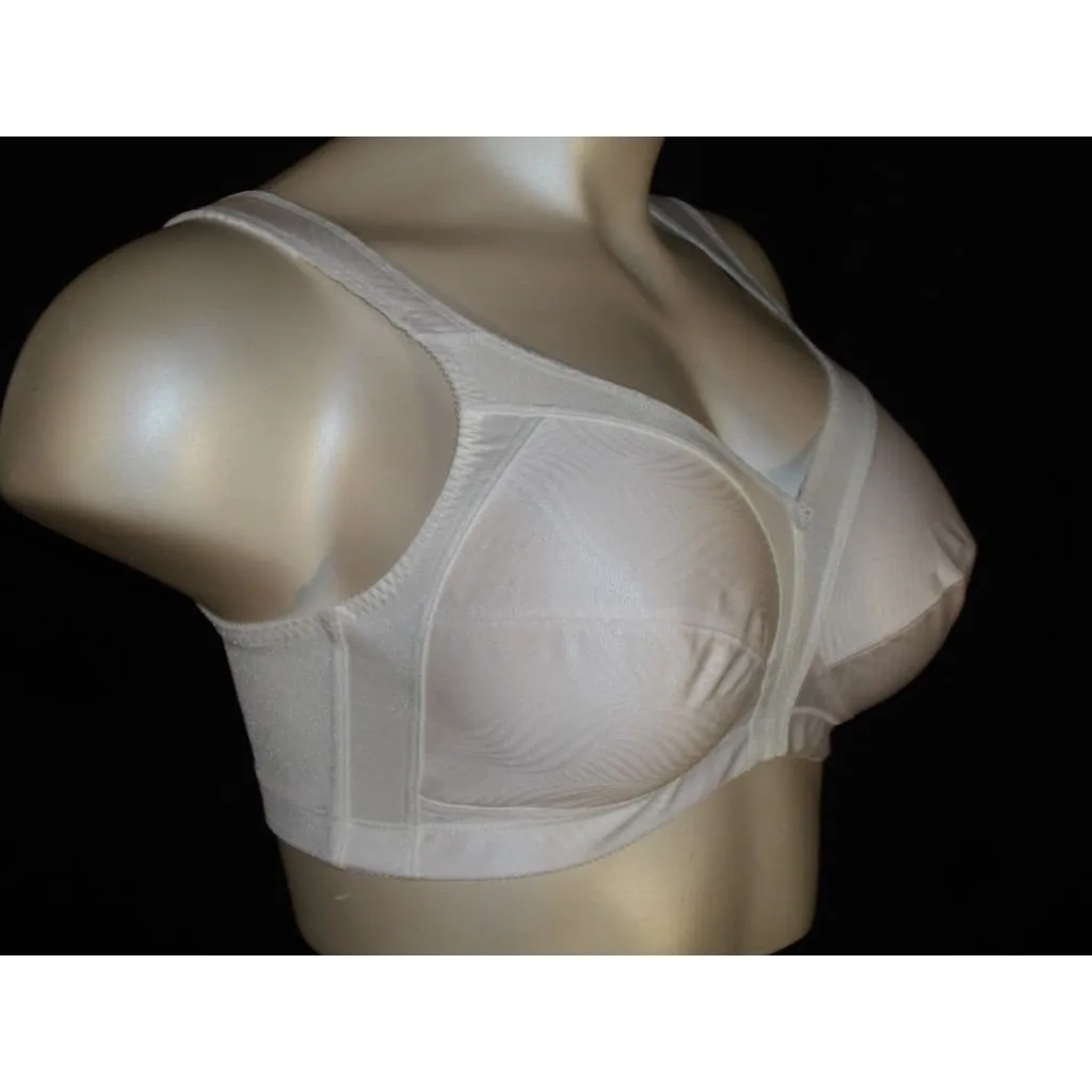 Exquisite Form 2558 Jacquard Satin Divided Cup Wire Free Bra 38D White NWOT