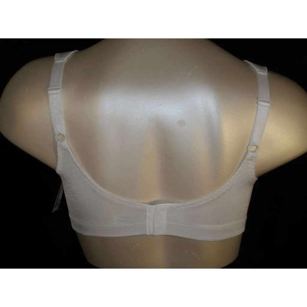 Exquisite Form 2558 Jacquard Satin Divided Cup Wire Free Bra 38D White NWOT