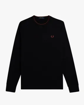 Fred Perry L/S Twin Tipped Tee - Black / Carrington Road Brick / Whisky Brown
