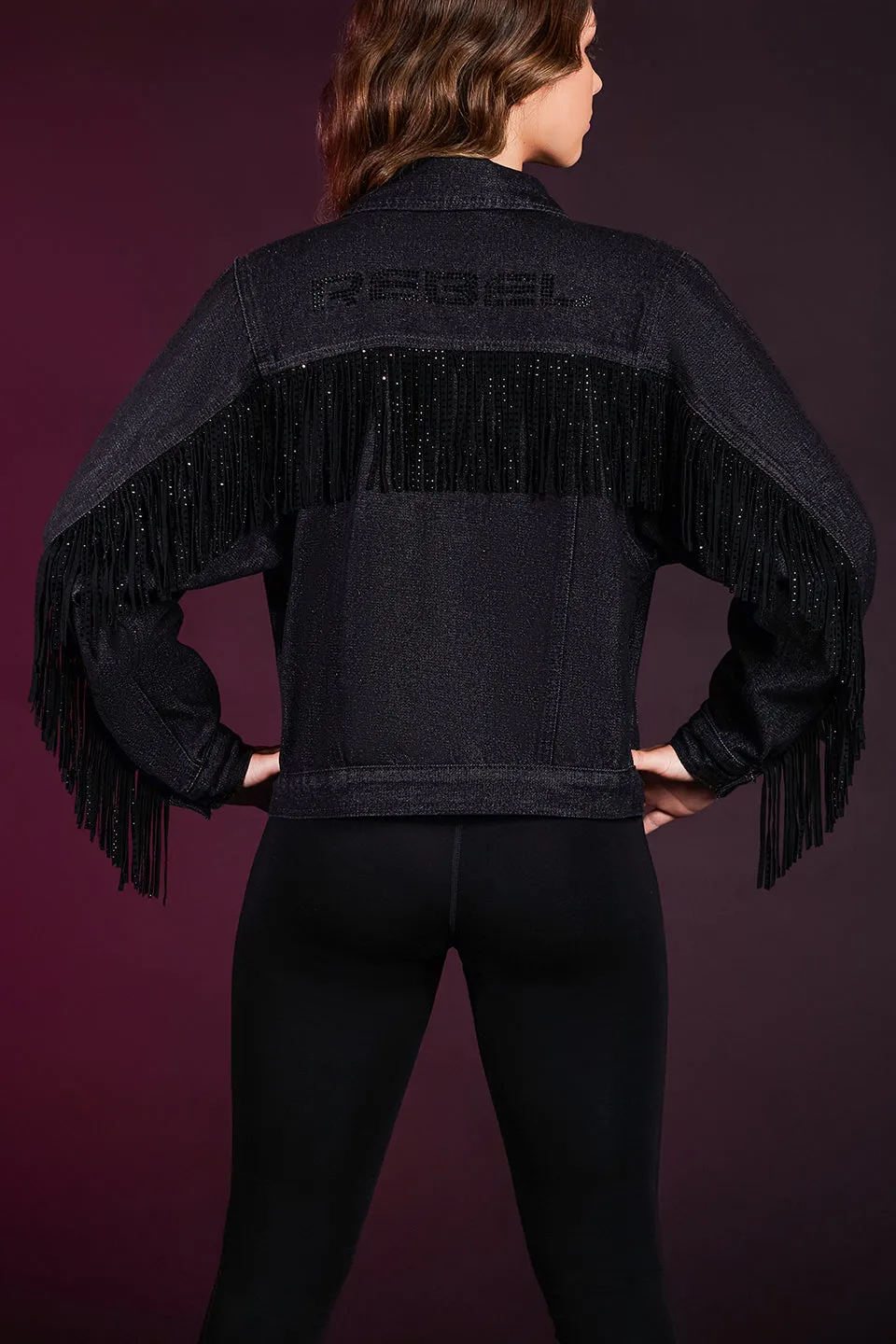 Fringe Denim Jacket in Black