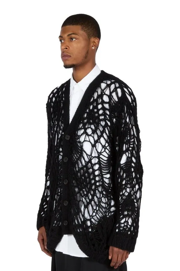 Hand Knitted Design V-Neck Cardigan
