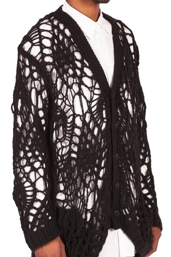 Hand Knitted Design V-Neck Cardigan
