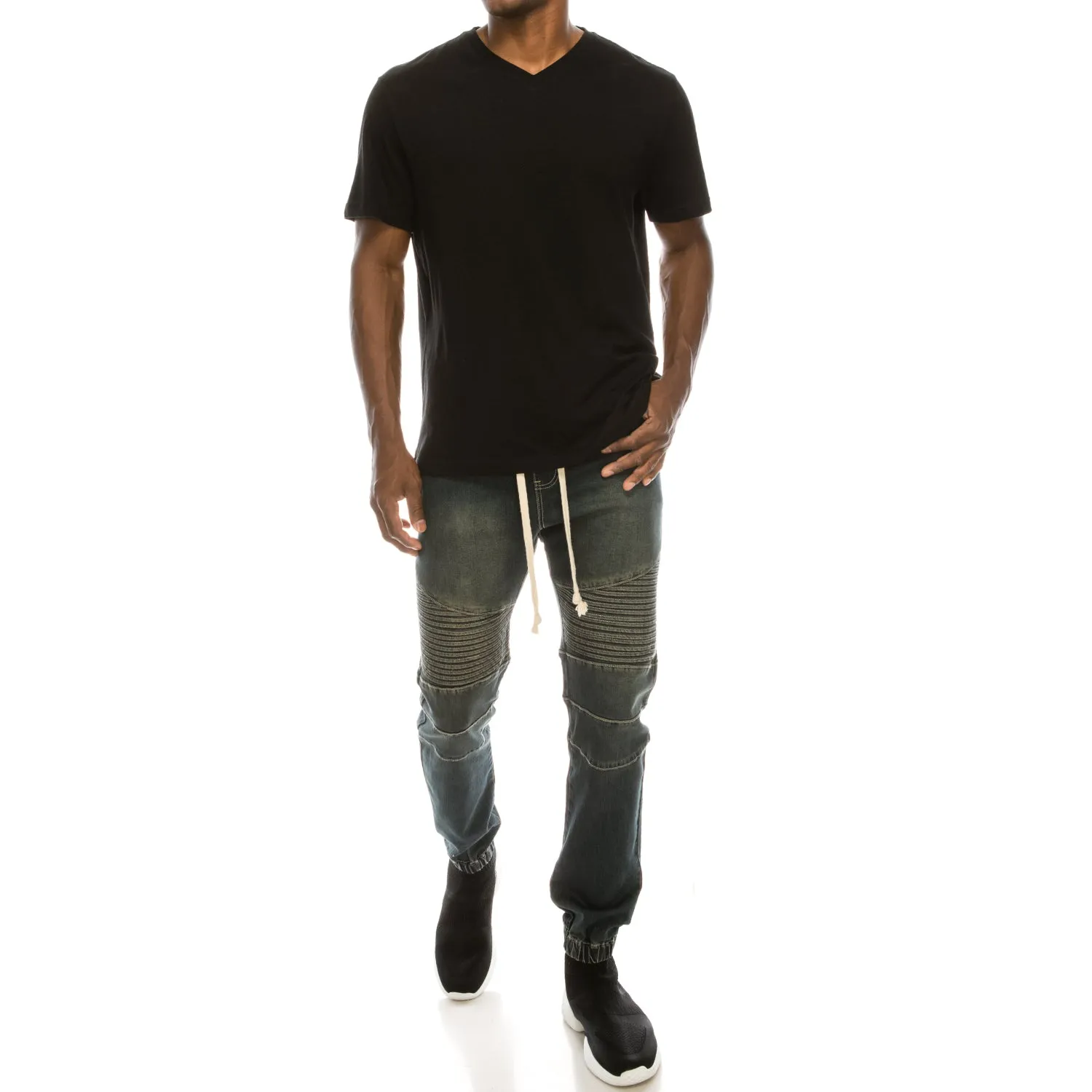 JG873 Biker Denim Jogger Pants (Open Pack)