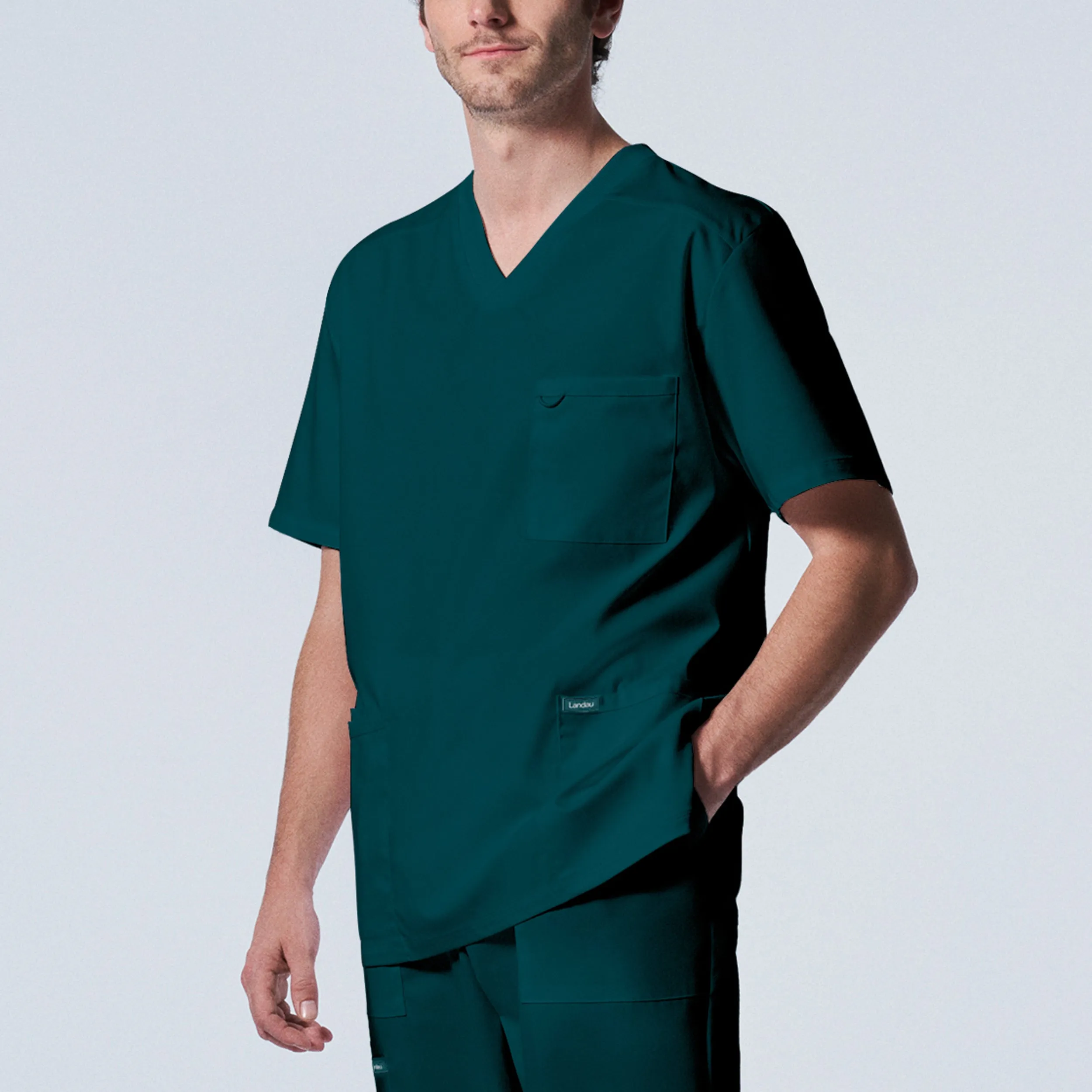Landau ProFlex Mens 4-Pocket V-Neck Scrub Top