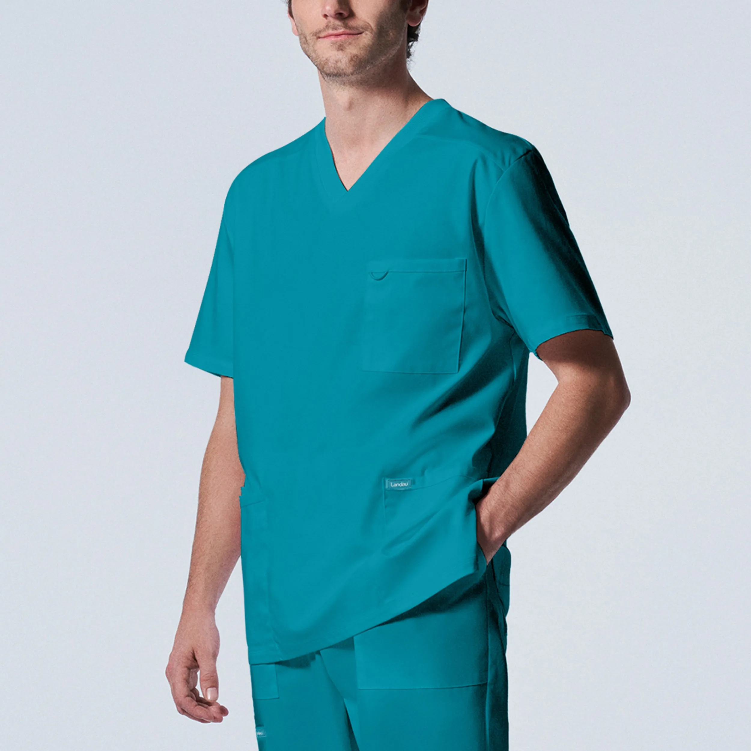 Landau ProFlex Mens 4-Pocket V-Neck Scrub Top