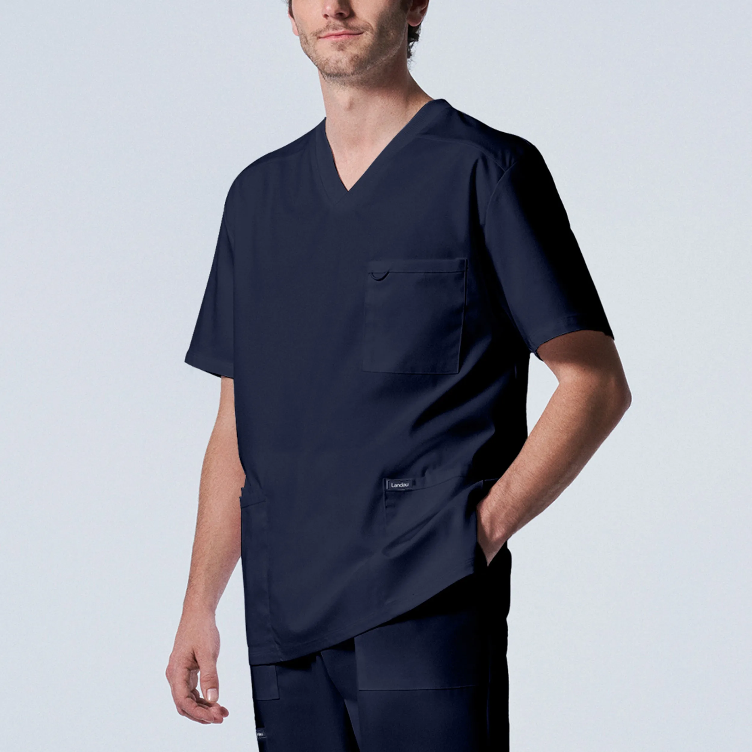 Landau ProFlex Mens 4-Pocket V-Neck Scrub Top