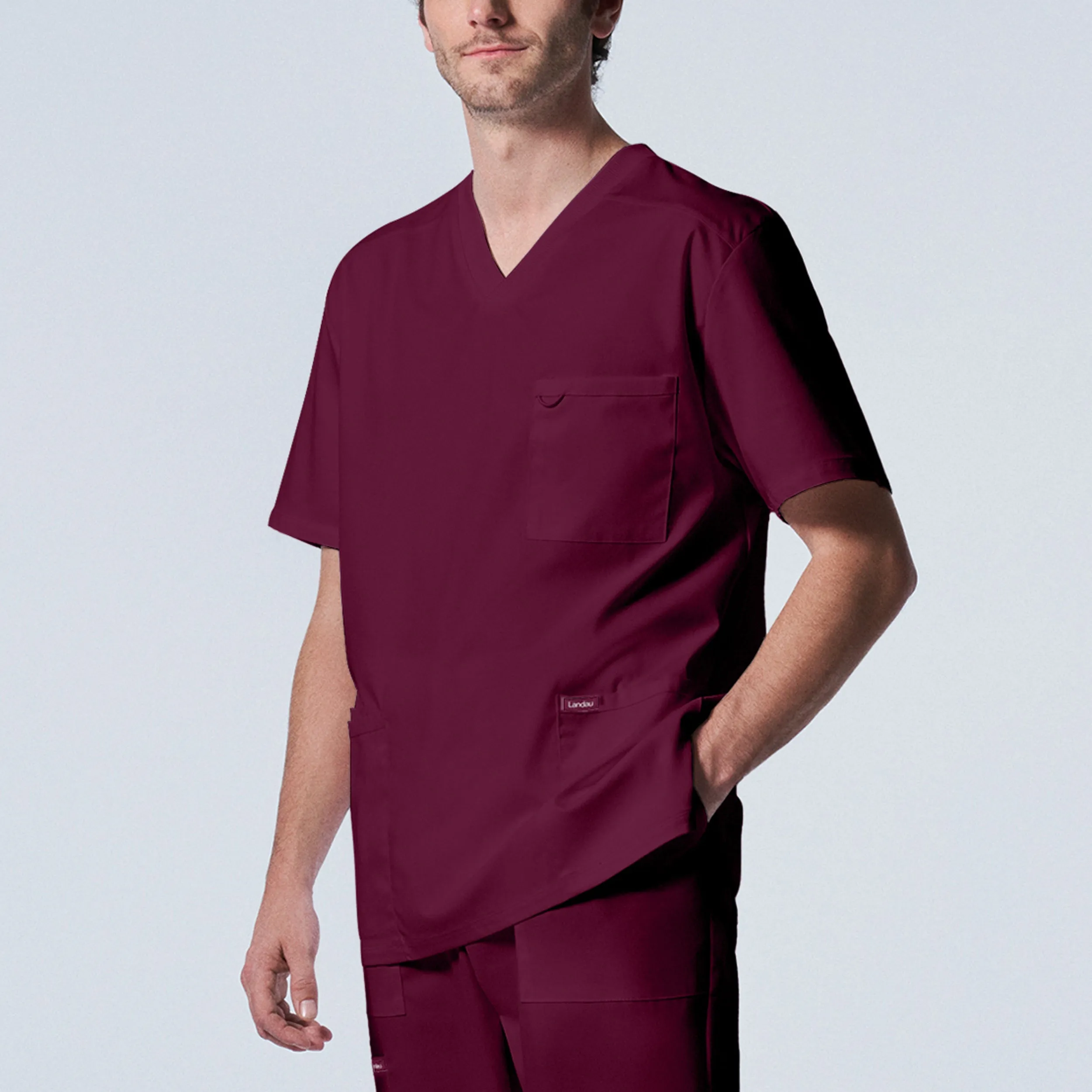 Landau ProFlex Mens 4-Pocket V-Neck Scrub Top