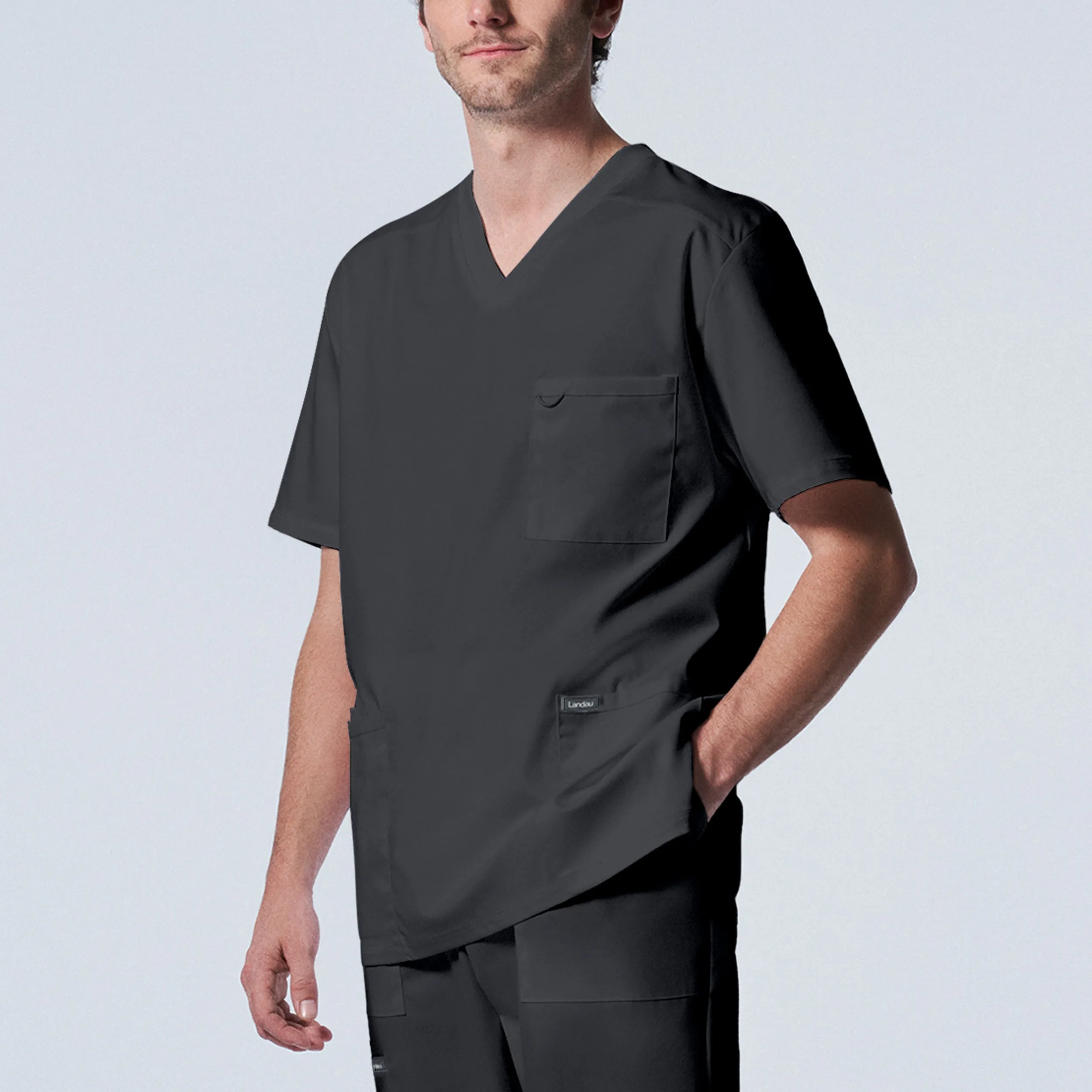 Landau ProFlex Mens 4-Pocket V-Neck Scrub Top