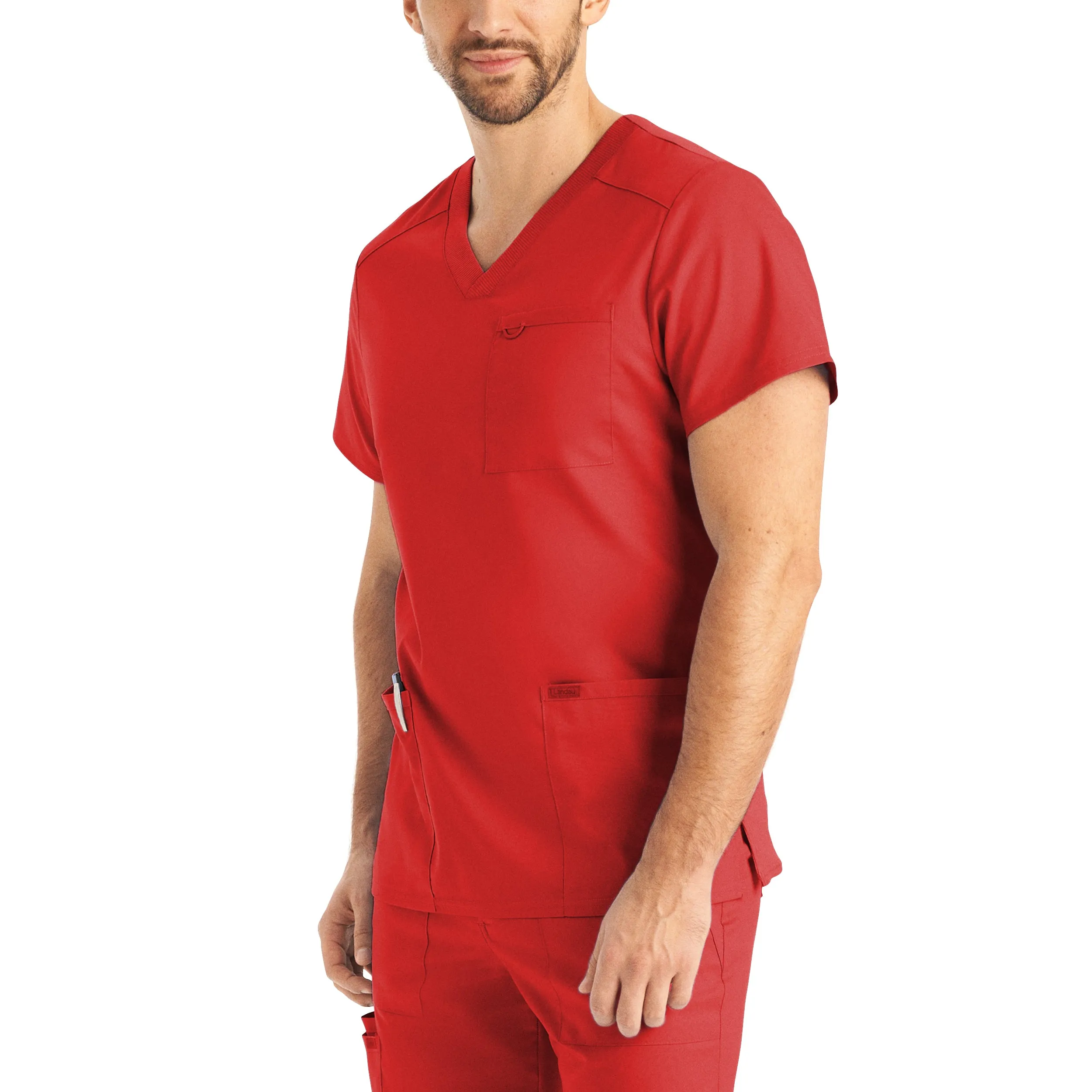 Landau ProFlex Mens 4-Pocket V-Neck Scrub Top