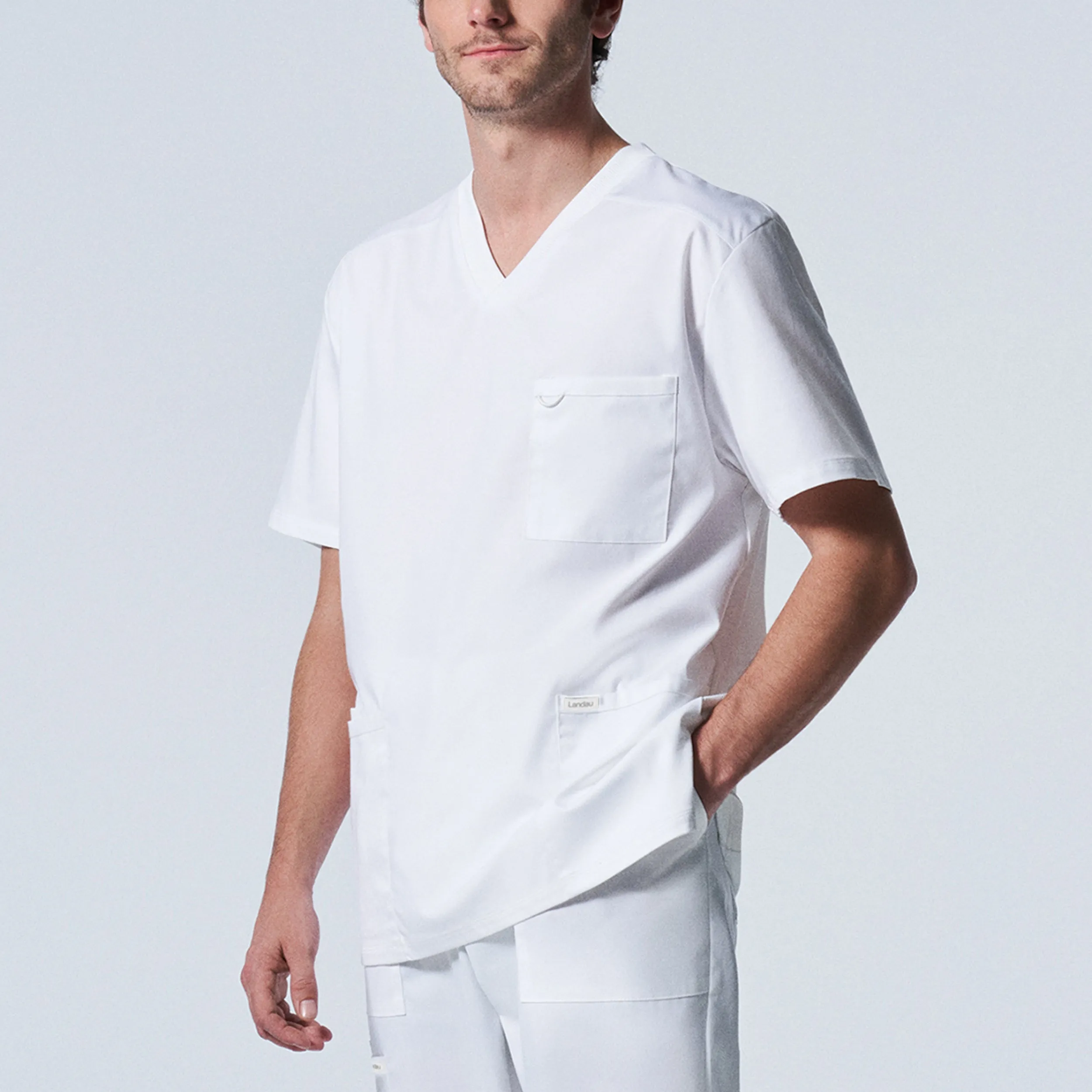 Landau ProFlex Mens 4-Pocket V-Neck Scrub Top