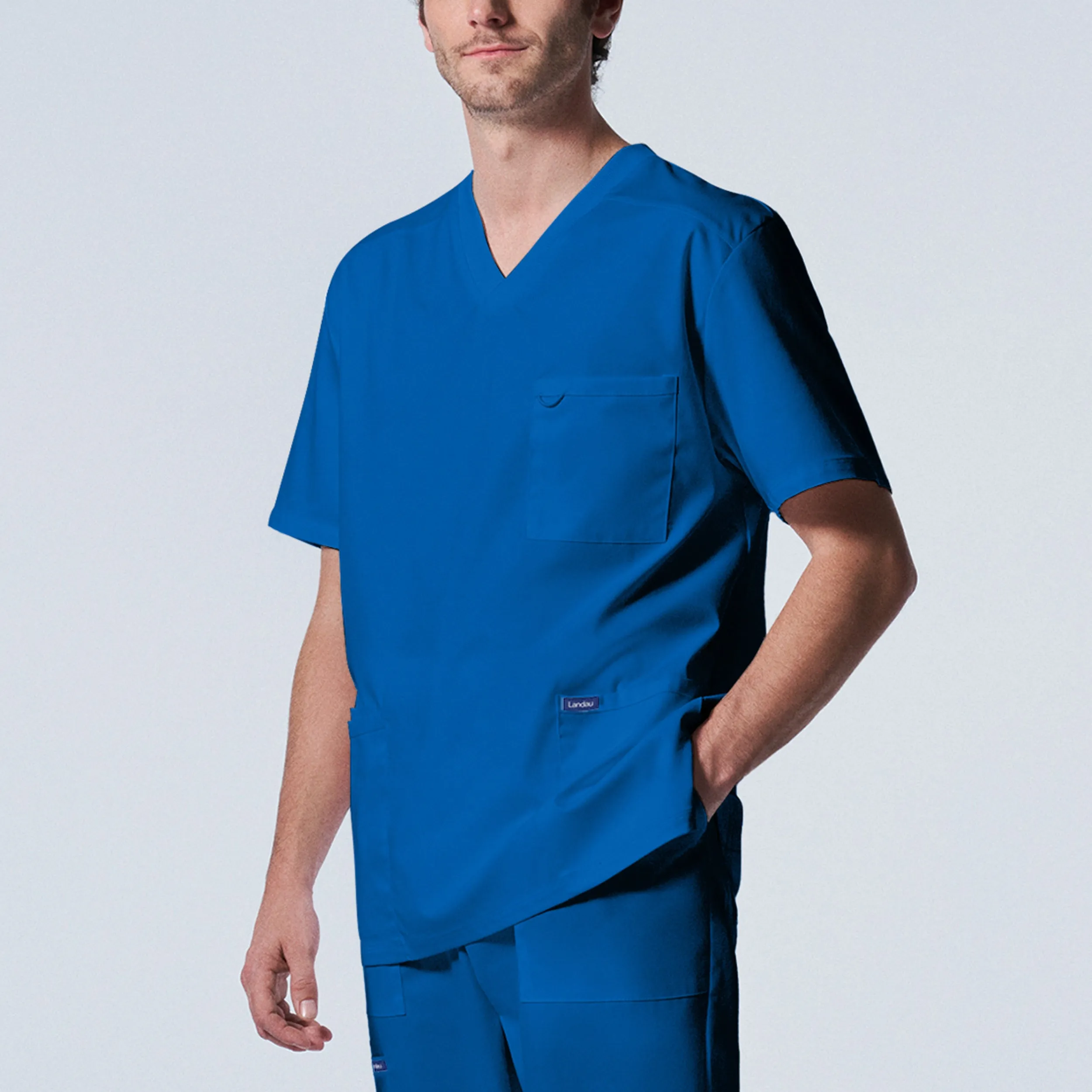 Landau ProFlex Mens 4-Pocket V-Neck Scrub Top