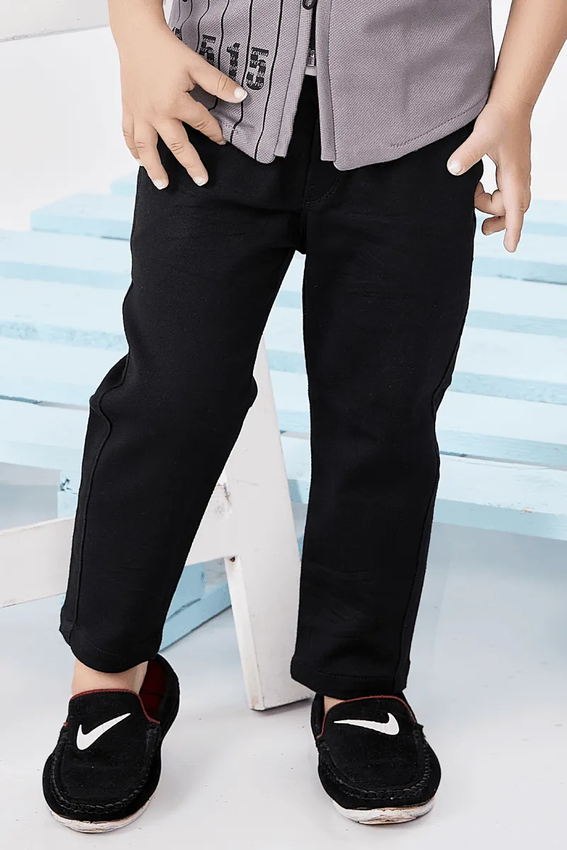 Lavender Blazer with White T-Shirt and Black Jeans Pant Set for Boys