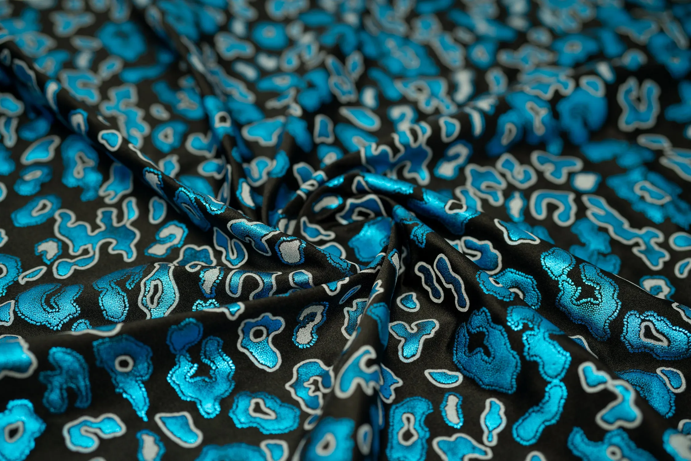 Leo Party Foil Printed Spandex Fabric | Blue Moon Fabrics