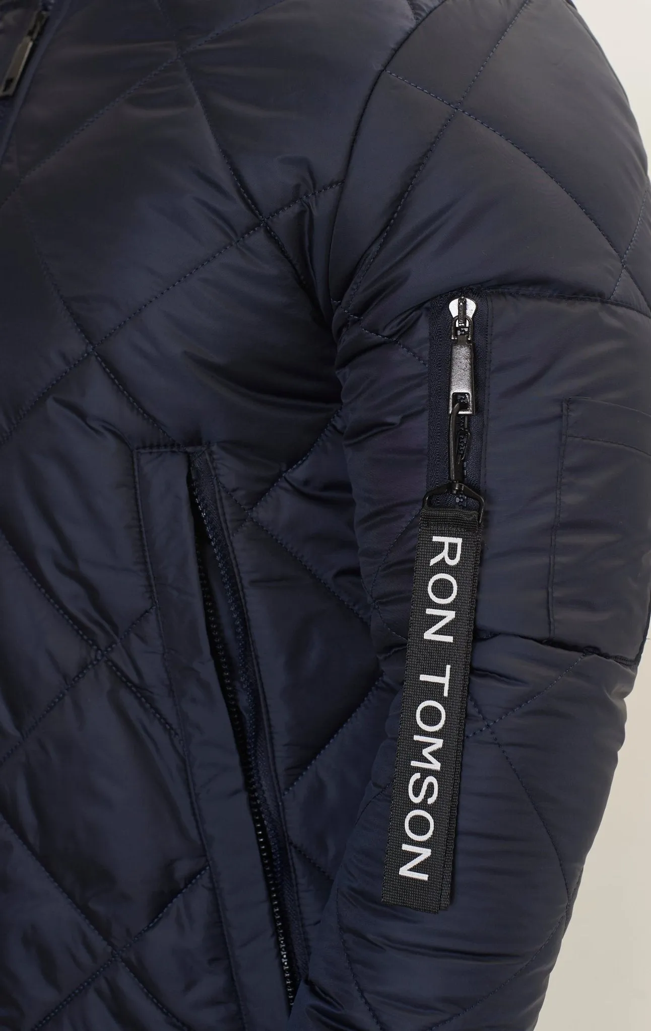 Light Padded Long Coat Jacket - Navy